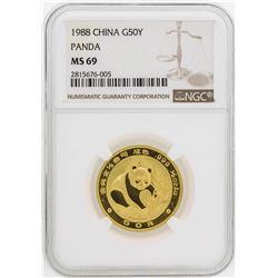 1988 China 50 Yuan Panda Gold Coin NGC MS69