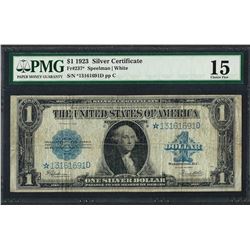 1923 $1 Silver Certificate STAR Note Fr.237* PMG Choice Fine 15