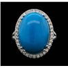 Image 1 : 14KT White Gold 9.70 ctw Turquoise and Diamond Ring