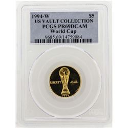 1994-W $5 US Vault Collection World Cup Gold Coin PCGS PR69DCAM