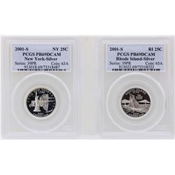 Lot of (2) 2001-S State Quarter Silver Coins PCGS PR69DCAM