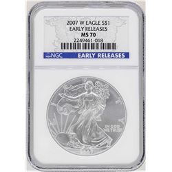 2007-W $1 American Silver Eagle Coin NGC MS70 Early Releases