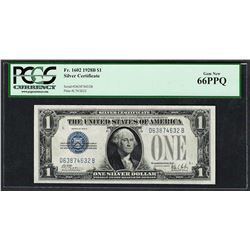 1928B $1 Funnyback Silver Certificate Note Fr.1602 PCGS Gem New 66PPQ