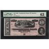Image 1 : 1864 $10 Confederate States of America Note T-68 PMG Choice Uncirculated 63