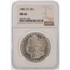 Image 1 : 1882-CC $1 Morgan Silver Dollar Coin NGC MS62