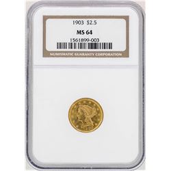 1903 $2 1/2 Liberty Head Quarter Eagle Gold Coin NGC MS64