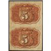 Image 2 : Uncut Sheet of (2) March 3, 1863 Five Cent 2nd Issue Fractional Notes