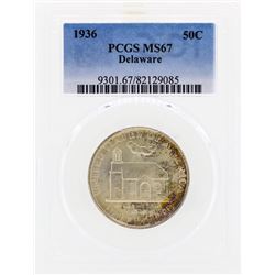 1936 Delaware Commemorative Half Dollar Coin PCGS MS67