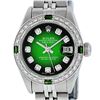 Image 1 : Rolex Ladies Stainless Steel 26MM Green Vignette Diamond Datejust Wriswatch