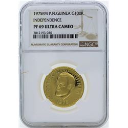 1975FM Papua New Guinea 100 Kina Independence Gold Coin NGC PF69 Ultra Cameo