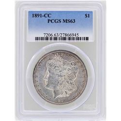 1891-CC $1 Morgan Silver Dollar Coin PCGS MS63