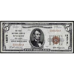 1929 $5 Wyckoff, NJ National Currency Note CH# 12272