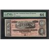 Image 1 : 1864 $10 Confederate States of America Note T-68 PMG Choice Uncirculated 64