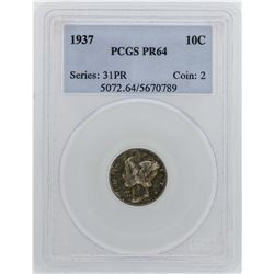 1937 Mercury Dime Proof Coin PCGS PR64