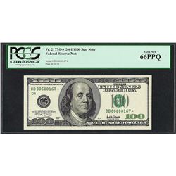 2001 $100 Federal Reserve STAR Note PCGS Gem New 66PPQ