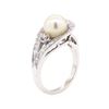 Image 4 : 14KT White Gold 0.35 ctw Diamond and Pearl Ring