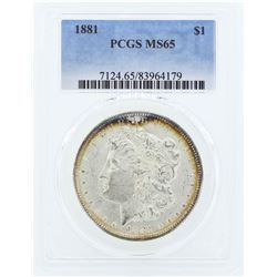 1881 $1 Morgan Silver Dollar Coin PCGS MS65