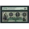 Image 1 : 1800's $5 The Bank of America Obsolete Note PMG Choice About Uncirculated 58EPQ