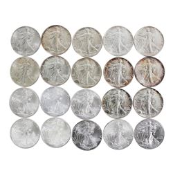 Lot of (20) Brilliant Uncirculated Mixed Date $1 American Silver Eagle Coins