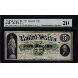 1861 $5 Demand Note Fr.1 PMG Very Fine 20