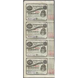 Uncut Sheet of (4) State of Louisiana Baby Bond Obsolete Notes