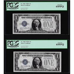 (2) Consecutive 1928A $1 Funnyback Silver Certificate Notes PCGS Gem New 65PPQ