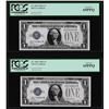 Image 1 : (2) Consecutive 1928A $1 Funnyback Silver Certificate Notes PCGS Gem New 65PPQ