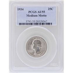 1934 Washington Quarter Silver Coin PCGS AU55 Medium Motto