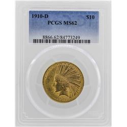 1910-D $10 Indian Head Eagle Gold Coin PCGS MS62