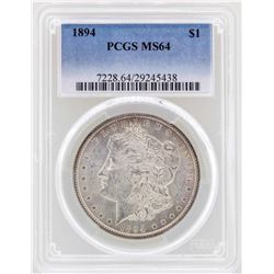 1894 $1 Morgan Silver Dollar Coin PCGS MS64