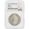 Image 1 : 1921 $1 Morgan Silver Dollar Coin NGC MS65