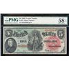 Image 1 : 1869 $5 Rainbow Woodchopper Legal Tender Note Fr.64 PMG Choice About Unc. 58EPQ