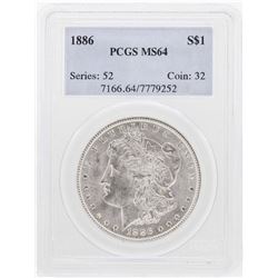 1886 $1 Morgan Silver Dollar Coin PCGS MS64