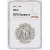 Image 1 : 1943 Walking Liberty Half Dollar Coin NGC MS65