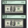 Image 1 : Lot of (2) Consecutive 2001 $100 Federal Reserve STAR Note PCGS Superb Gem New 6