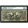 Image 1 : 1896 $5 'Educational' Silver Certificate Note Fr.269 PMG About Uncirculated 53