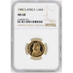 1980 South Africa 1/4 Krugerrand Gold Coin NGC MS68