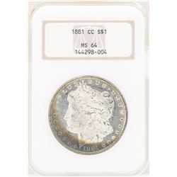 1881-CC $1 Morgan Silver Dollar Coin NGC MS64