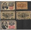 Image 1 : Lot of (5) Misc Fractional Currency Notes