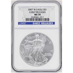 2007-W $1 American Silver Eagle Coin NGC MS70 Early Releases