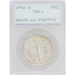 1946-S Walking Liberty Half Dollar Coin PCGS MS64 Green Rattler Holder