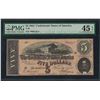 Image 1 : 1864 $5 Confederate States of America Note T-69 PMG Choice Extremely Fine 45EPQ