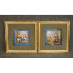 Une paire de carreaux en porcelaine de Creil-Montereau de la fabrique Leboeuf & Milliet, vers 187...