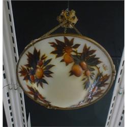 Une suspension Art Nouveau de Gallé à décor en fort relief d'oranges sur des branches marron sur...