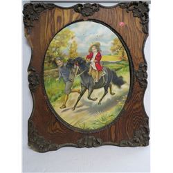 Antique Wooden Picture Frame+Painting 26"x22"