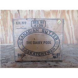 Wooden Butter Box-13.5x13.5 - 56lbs -Canadian Butter Saskatchewan (The Dairy Pool)