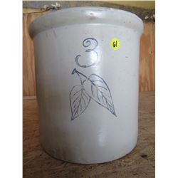 3 Gallon Birch Leaf Stoneware Crock few cracks