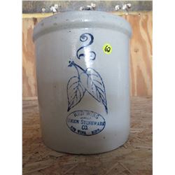 2 Gallon Red Wing Union Stoneware Birch Leaf Crock *Few Chips