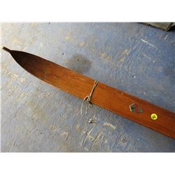 64" Tall Wooden Ski's + Set Of Poles