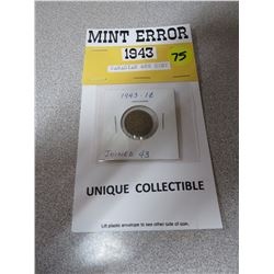 Mint Error 1943 Canadian One Cent